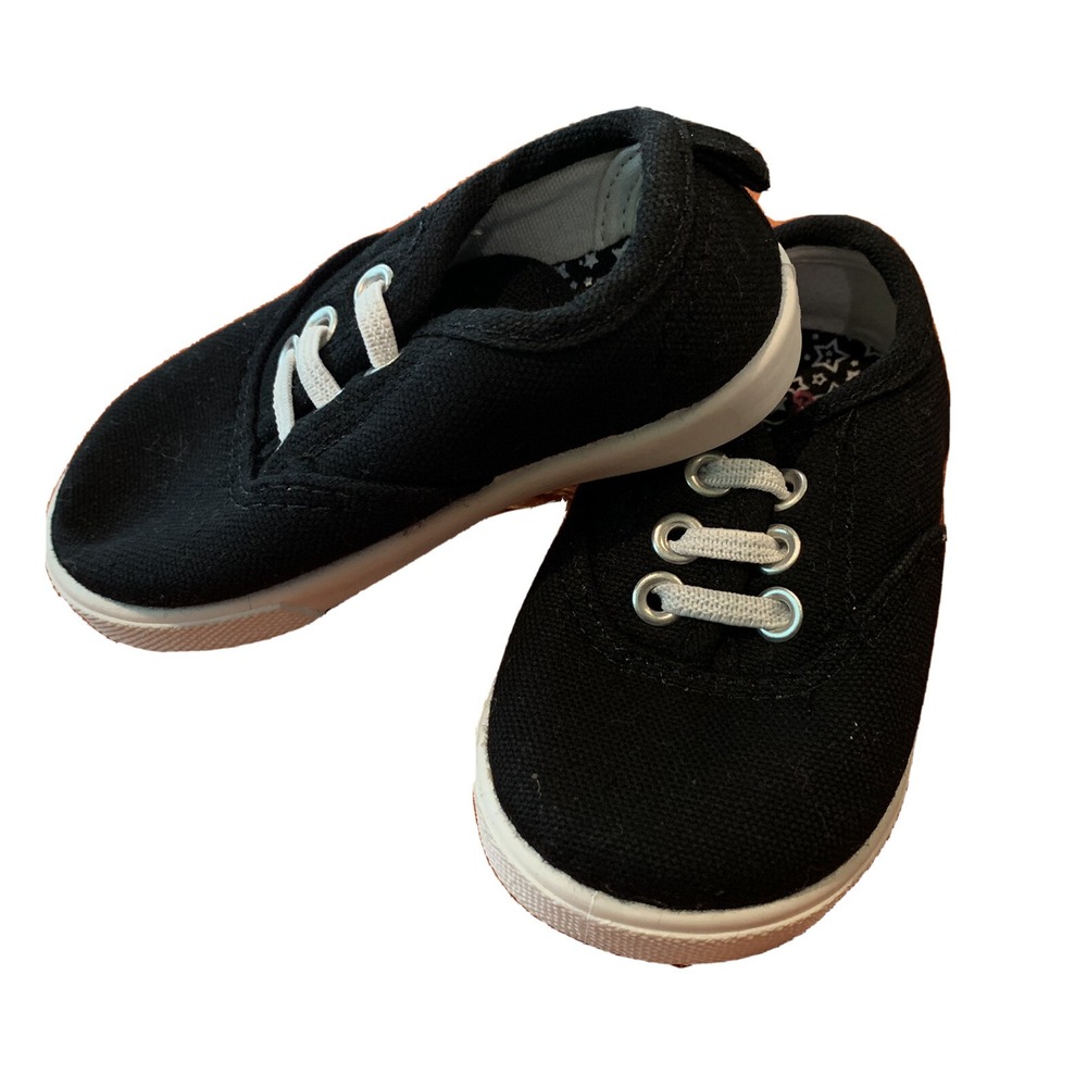 Garanimals Girls Black Tennis Shoes 5 Excellent Used Condition Cute Comfy White